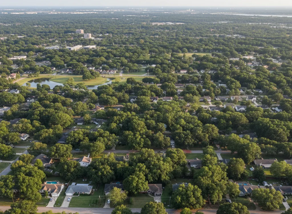 Residential electrician Baton Rouge services homes in a vibrant neighborhood with lush greenery and water features